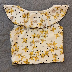 Chic ZARA Cropped Top With Yellow Flower Pattern